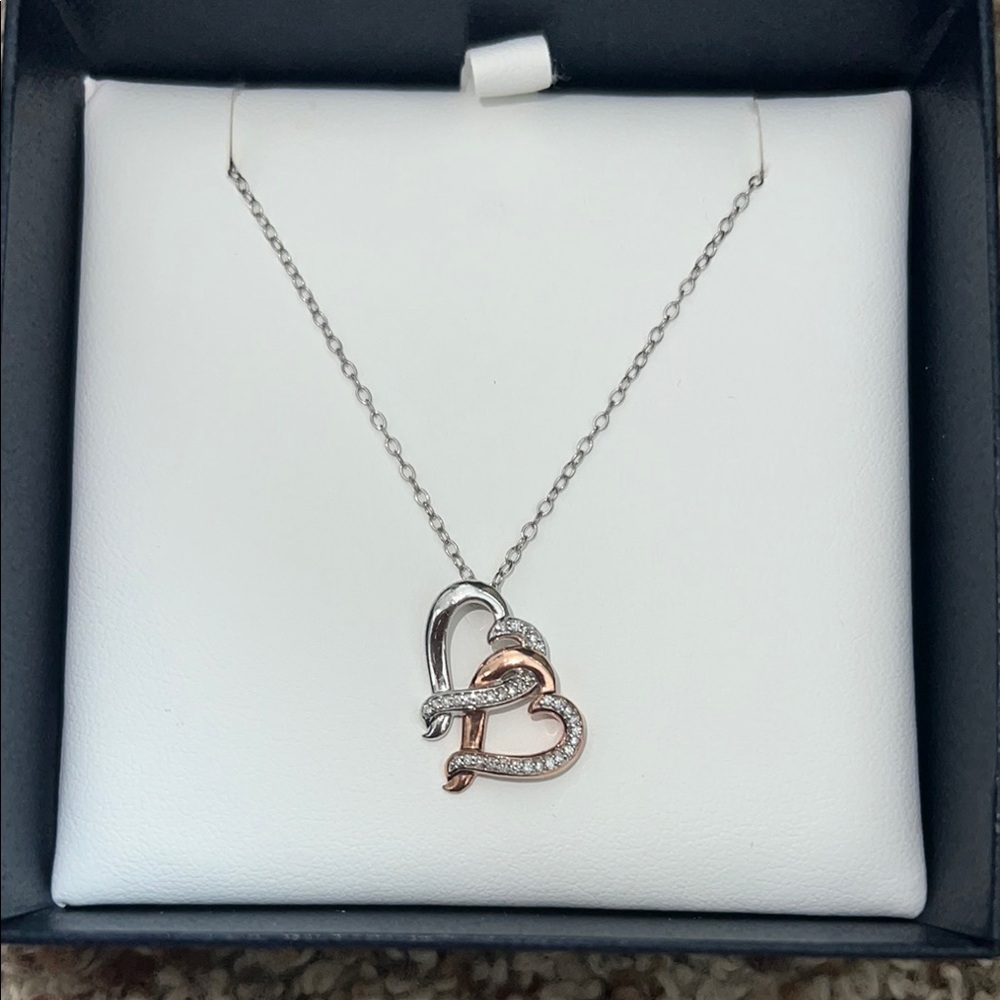 Silver and Gold Heart Pendant Necklace